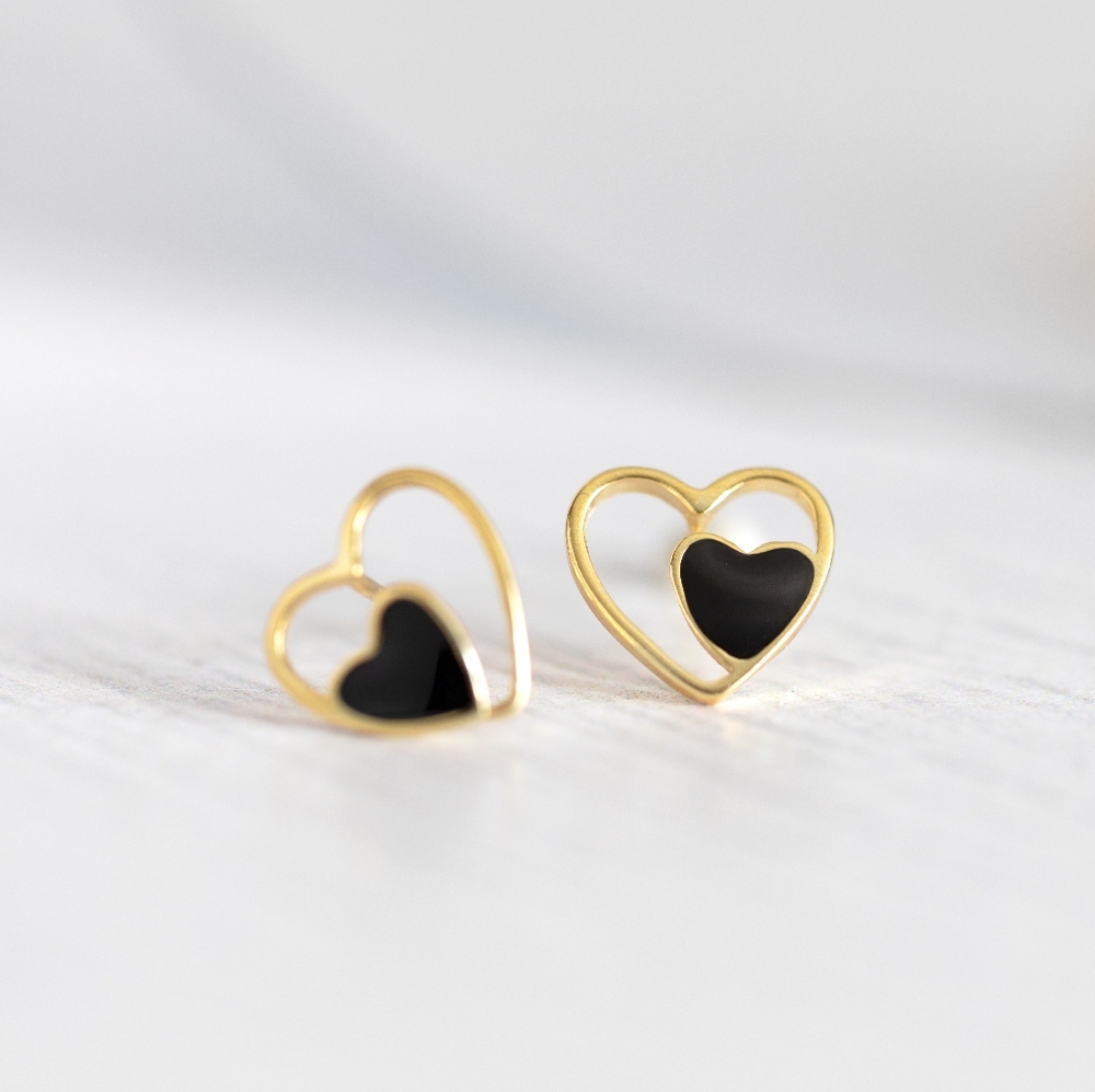 Petite Heart Studs - Only 3 left! - Picture 2 of 8